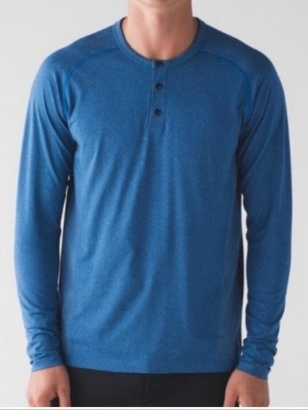 Lululemon Metal Vent Tech Long Sleeve Henley Shirt Blue